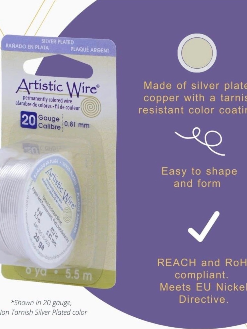 Artistic Wire®, Silver-Silver Plated 20 Gauge Brand New in Box